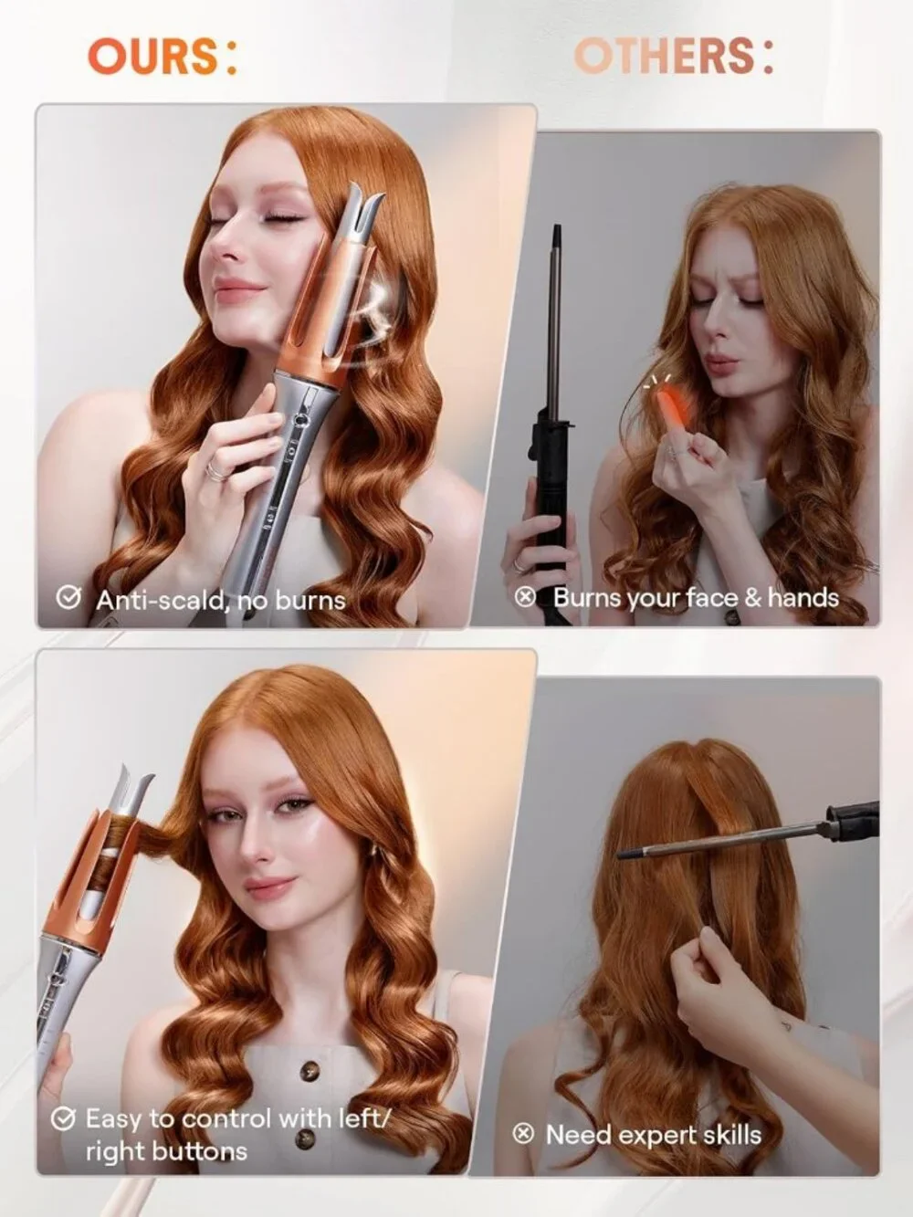 Automatic Curling Iron for Women - 1 Inch Gold Hair Curler, Perfect Gift Idea